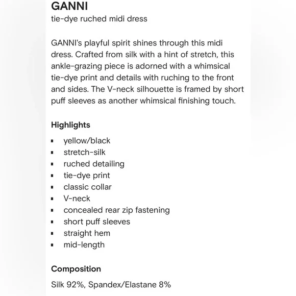 Ganni Tie Dye Ruched Midi Dress - Picture 5 of 12